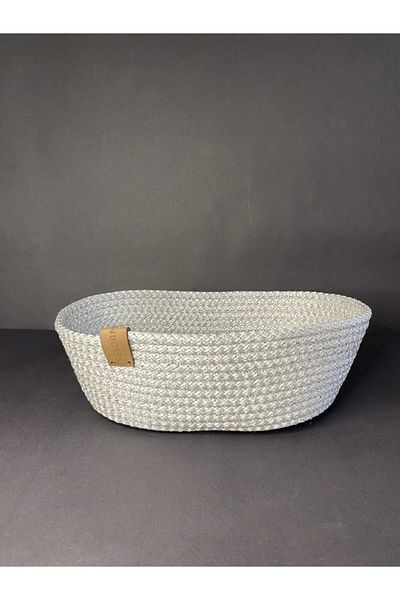 Sevdam Sepet Small Size Gray Bread Basket - Cord Rope