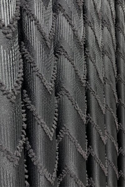 Cortibo Gray Verona Patterned Background Curtain - Pleated Free