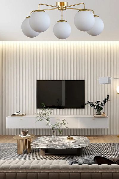 Uçar Maria Modern Globe (Clossed) Glass Plophonier Chandelier