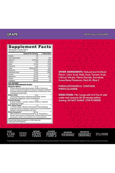 BSN NO-Xplode, Grape, 30, Supports Explosive Energy, Enhanced Endurance