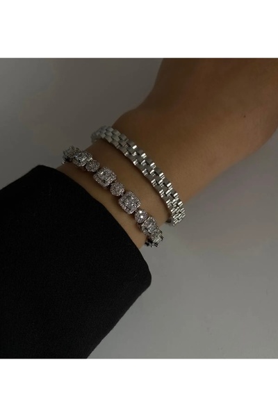 Sasa Steel Jewelry Rlx Model Silver Çelik Kelepçe Bileklik