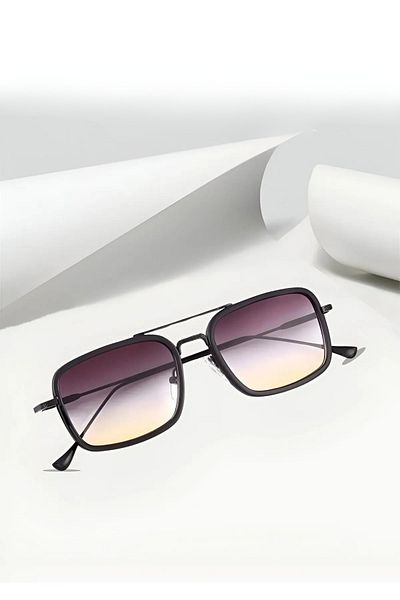 MACERATİ Rectangular Unisex Black Gradient Sunglasses