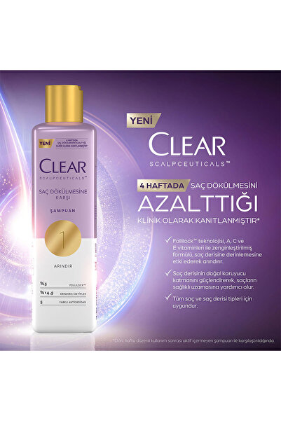 Clear Scalpceuticals Saç Bakım Şampuanı Saç Dökülmesine Karşı 300 ml X2