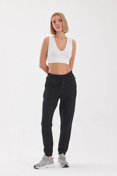 FİHA /9519-3 Φούτερ Oversize με νήματα-Μαύρο