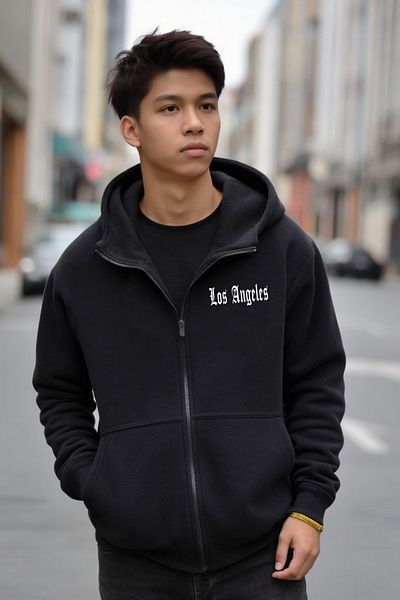 DEEPSENCE Μπουφάν Los Angeles Minimal Unisex με μαύρη κουκούλα