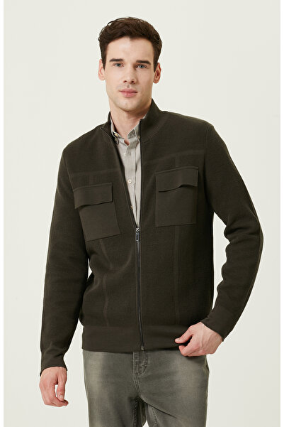 Network Haki Dik Yakalı Cepli Triko Mont