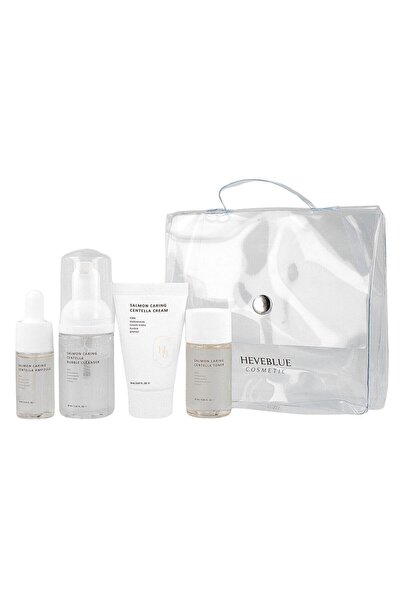 Other HEVEBLUE Kit de călătorie Centella pentru îngrijirea somonului (Toner 25 ml+Demachiant 30 ml+Cremă 20 ml+Fiolă 13 ml)