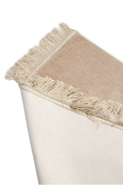 ihvanonline Beige Patternless Velvet Prayer Rug