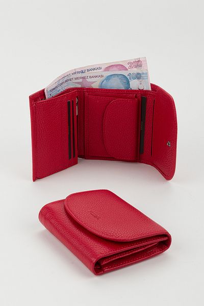 Fossil Boxed Genuine Leather Red Small Size Multi-Compartment Women's Hand Portfolio Card Holder Wallet
