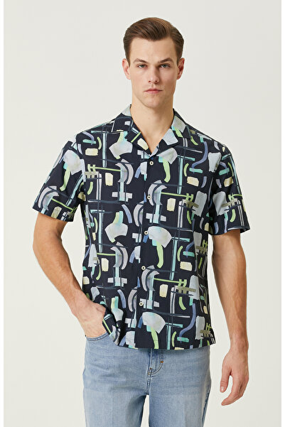 Network Lacivert Yeşil Gömlek