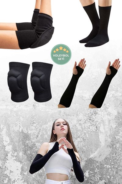 Sirius Sportswear Set of 8 Volleyball Knee Pads & Elbow Braces & Sleeves & Sports Socks Performance Volleyball