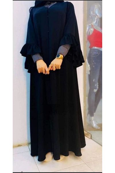 963 Tarz Striped Sleeve and Neckline Dress