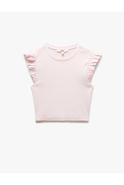 Koton Αμάνικο μπλουζάκι από βαμβακερό λαιμόκοψη με βολάν