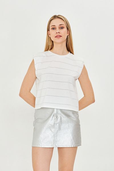 Dİ GİYİM Women's Shoulder Vatka Detail T-Shirt