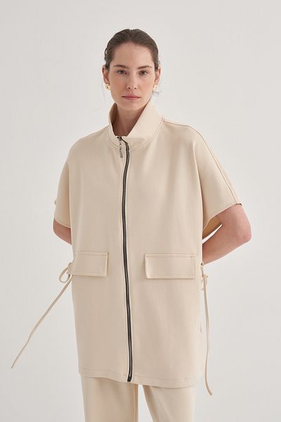 EBU Prive Women for Beige Oversize Vest, Steel Knitted Cancellation