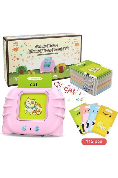 Generic Educational Toy for Kids Listen and Learn Literacy Audible Flash Cards Pink