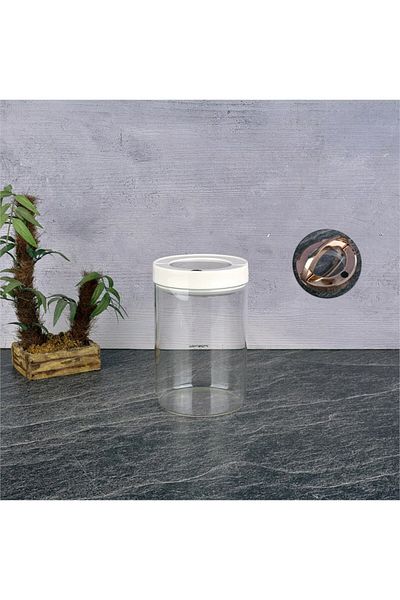 Dream Store 4 Pieces Tohana White Glass Vacuum Jar Set 850Ml-1300Ml-1650Ml-2100Ml