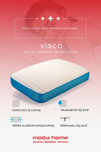 moda home bedding 2 Pcs Blue Visco Bubbli Chubby Pillow - Orthopedic Pillow