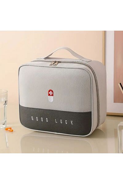 HOME ALL Large Capacity Canvas Medical Bag, First Aid Storage Bag for Travel and Home