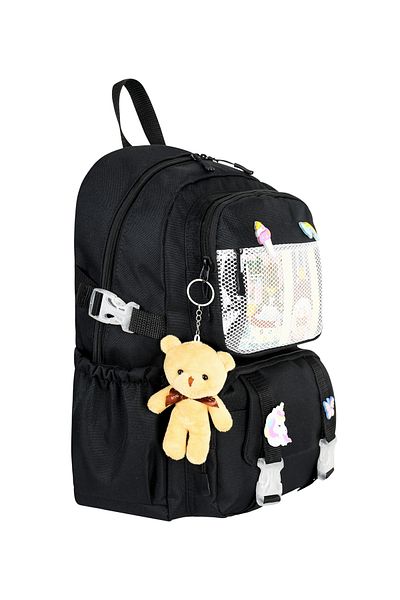 barberri Geantă de școală în stil coreean Kawaii SC-00-22 cu accesorii și ursuleț Rucsac pentru fete și băieți