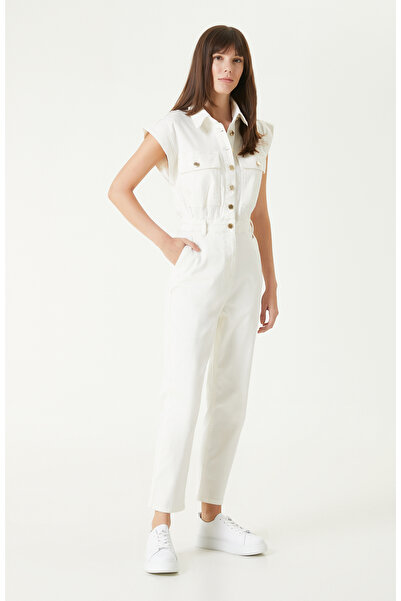 Network Kırık Beyaz Denim Tulum