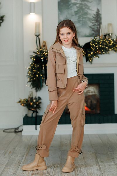 Ribbon kids طقم مظلات للفتيات مكون من 3 معطف مظلات + بنطلون + سترة محبوكة