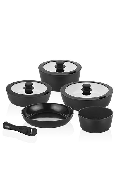 FALEZ Auris X Large 9 Piece Black Cookware Set