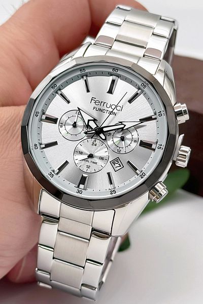 Ferrucci Function Men's Wristwatch Silver Color Steel Cord & Case 3 Atm Water Resistance Zmfer041