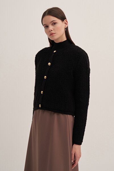 EBU Prive Γυναικεία μάλλινη ζακέτα μαύρη