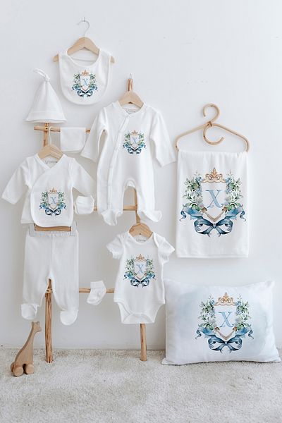 Lilabio 100% Organic Cotton Unisex Patterned Letter Series 10-Piece Hospital Release