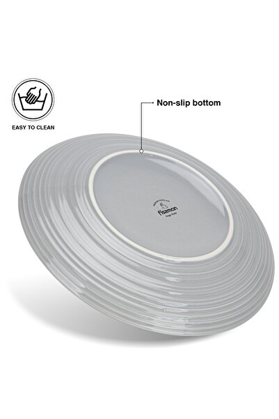 Fissman 2-Piece Dinner Plate 26cm Porcelain Plate Firmina Golden Rim Lead-Free & Food-Safe, Gray
