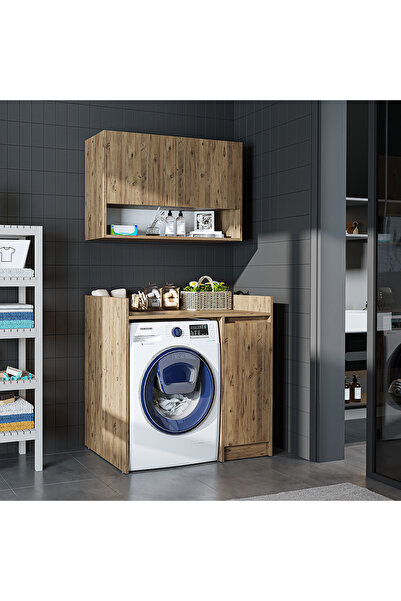 ROOMART Çamaşır-kurutma Makinesi Dolabı+ Üst Dolabı, Banyo Dolabı 100 cm