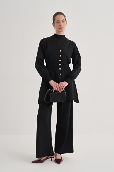 EBU Prive Premium Women's Knitwear and Palazzo Pants Black