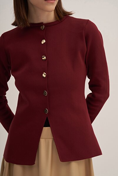 EBU Prive Women's Premium Knitwear Cardigan Claret Red