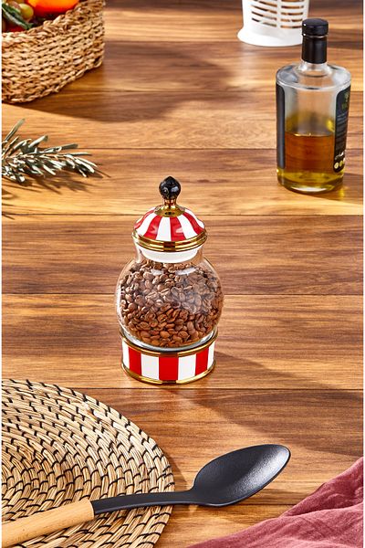 Paçi Charmes Porcelain Glass Topped Red White Small Jar 500 ml