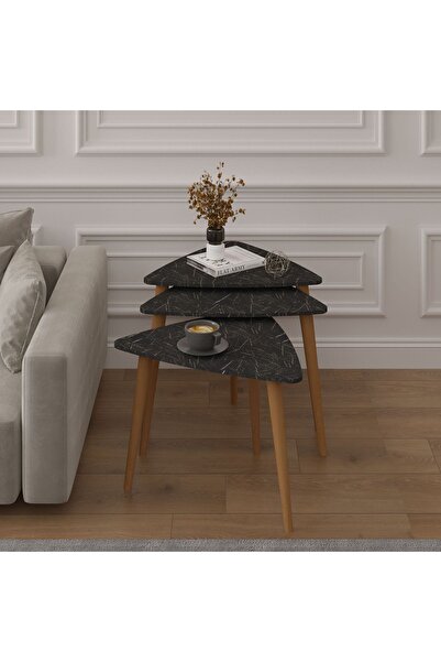 asratrend 3’lü ÜÇGEN ZİGON SEHPA AHŞAP AYAKLI