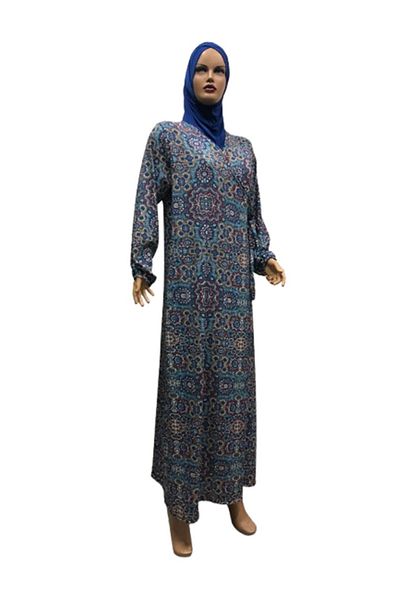 eflin Navy Blue Wrapped Lace up Prayer Dress - Hijab Clothing