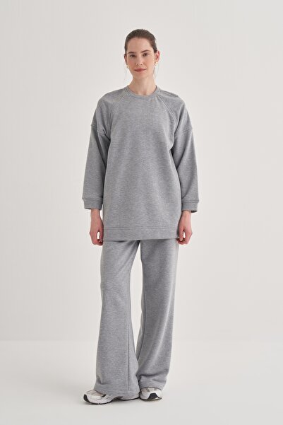 EBU Prive Women's Oversize Gray Melange Sweatshirt