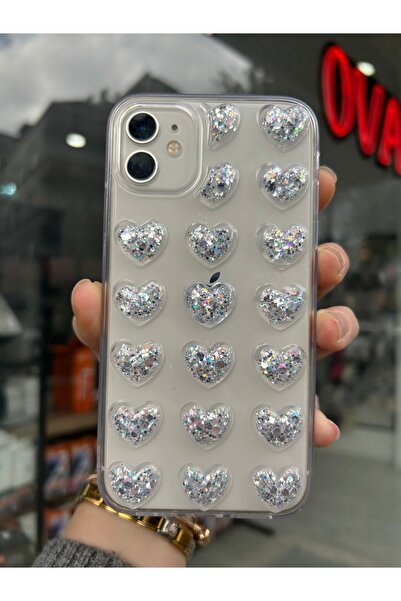 OVADA İphone 12/12 Pro Uyumlu Uyumlu 3D Kalp Çıkıntılı Kılıf