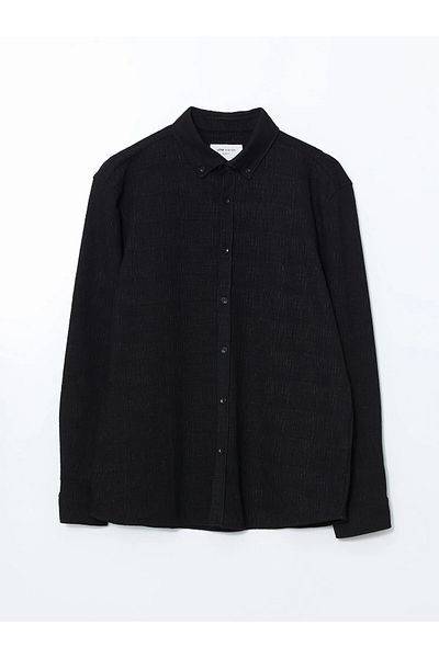 LC Waikiki Vision Black Slim Fit Men's Long Sleeve Shirt