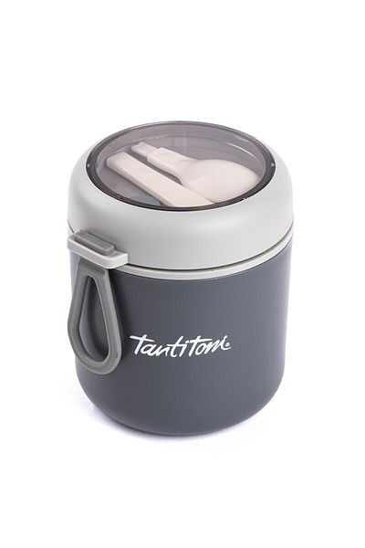 Tantitoni Tanttony Grey Stainless Steel with Round Spoon Food Carriage Container 530ml