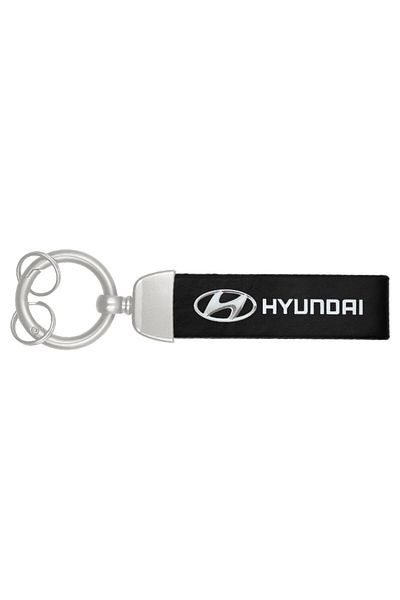 Hyundai Leather Strap Keychain, Metal Finish Car Keychain
