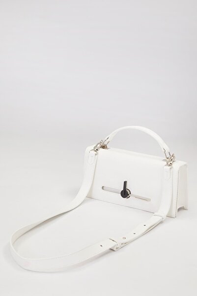 Levidor White Flip Lock Shoulder Bag