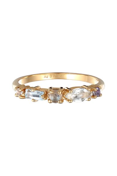 ELLI Ring Damen Memoire Classic mit Topas, Mondstein und Amethyst in 925 Sterling Silber vergoldet