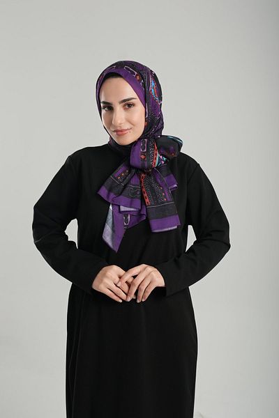 Giverny Ethnic Digital Printed Plum Pattern Βαμβακερό σάλι - Cut Fiber 202124 _07