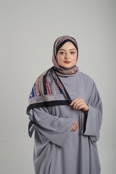 Giverny Ethnic Digital Printed Cotton Shawl - Πέτρινο σχέδιο, κομμένες ίνες 202124 _46