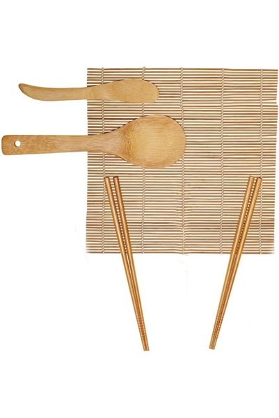 JINOU Sushi Making Kit - Premium Bamboo Set with Storage Bag (7 Pcs)