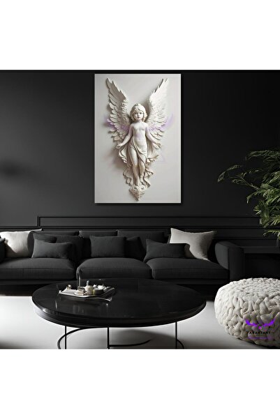 abartart Tekli Dikey Kanvas Şık Salon Ve Ofis Tablosu Melek Kanatlı Çocuk Hey...
