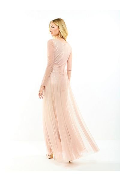 House of Moda By Styli Sequin Embellished Tulle Layered Maxi Dress