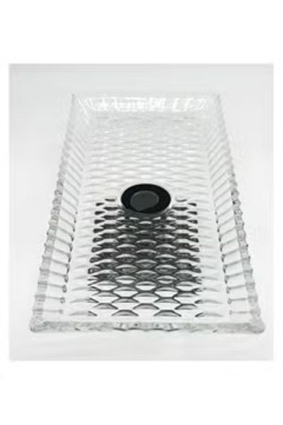 Generic Glass Serving Plate with Black Base 27X14X10 CM